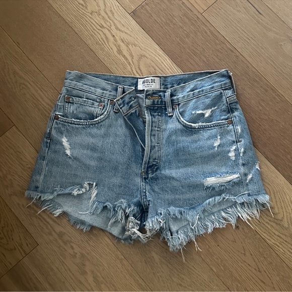 AGOLDE Parker Women's Distressed Denim Shorts - Blue - Picture 1 of 3